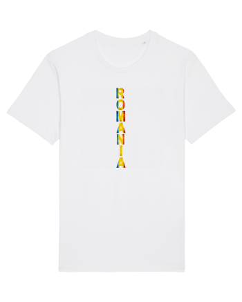 Romania text vertical tricolor White
