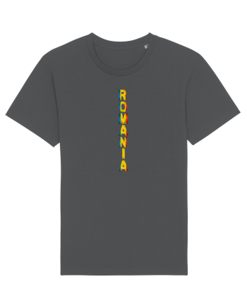 Romania text vertical tricolor Anthracite