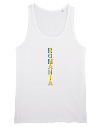 Romania text vertical tricolor White