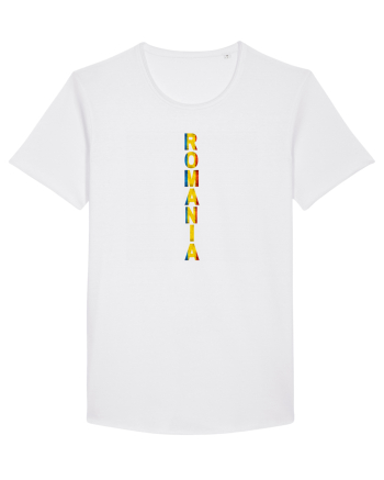 Romania text vertical tricolor White