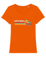 Let's Roll Skating Skater Vintage 70s 80s Tricou mânecă scurtă guler larg fitted Damă Expresser