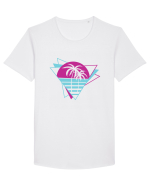 Palm Tree Retro 80s Tricou mânecă scurtă guler larg Bărbat Skater