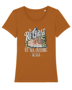 Pentru montaniarzi - In Retezat eu mă intorc acasă Tricou mânecă scurtă guler larg fitted Damă Expresser