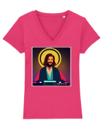 god is a dj Tricou mânecă scurtă guler V Damă Evoker