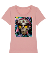 flower skull Tricou mânecă scurtă guler larg fitted Damă Expresser