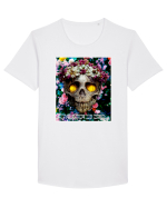 flower skull Tricou mânecă scurtă guler larg Bărbat Skater