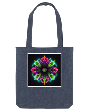 mandala neon light flower Midnight Blue