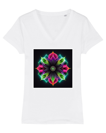 mandala neon light flower White