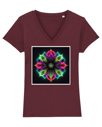 mandala neon light flower Burgundy