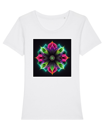 mandala neon light flower White