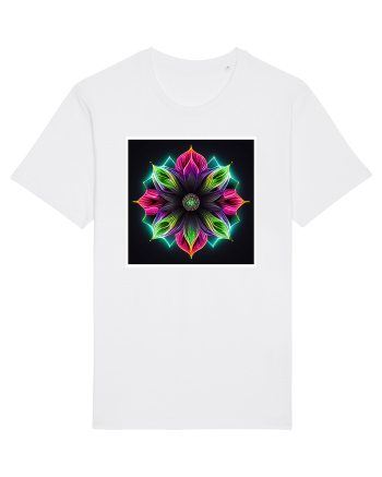 mandala neon light flower White