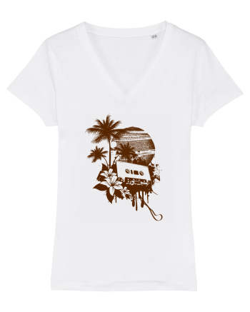 Retro Sunset Tropical Summer White