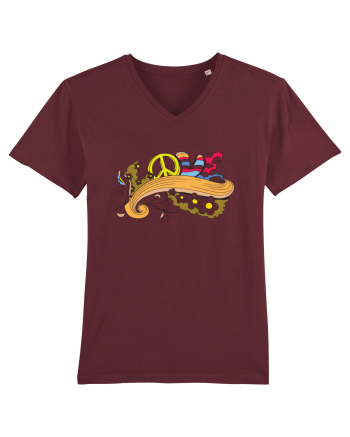Retro Hippie Love Burgundy