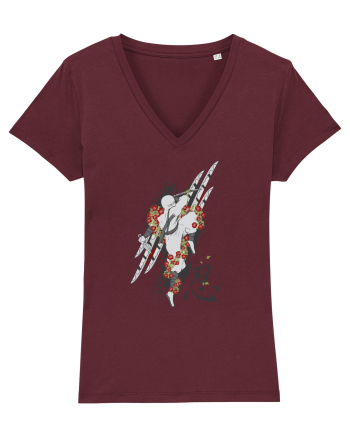 Ninja Flower Art Burgundy