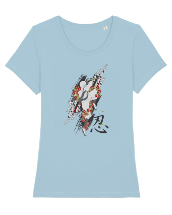 Ninja Flower Art Sky Blue