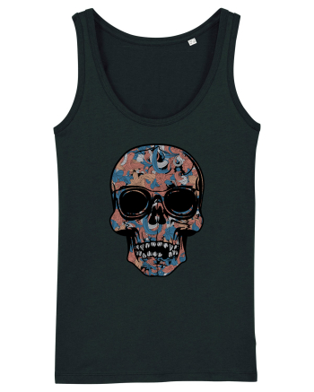 Vintage Flower Skull Black