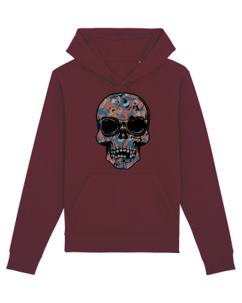 Vintage Flower Skull Burgundy