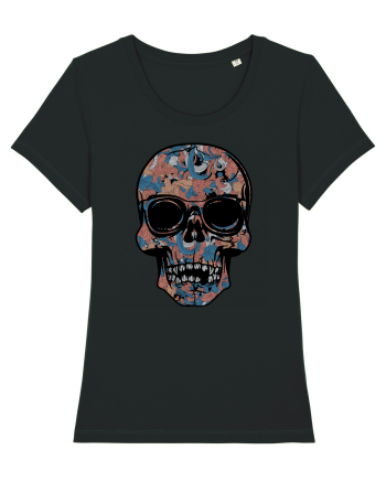 Vintage Flower Skull Black