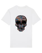 Vintage Flower Skull Tricou mânecă scurtă Unisex Rocker