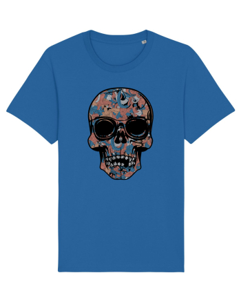 Vintage Flower Skull Royal Blue