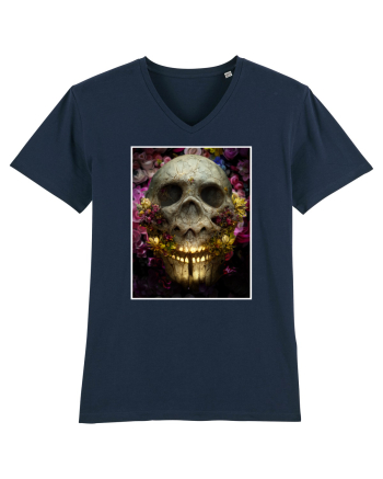 flower skull French Navy