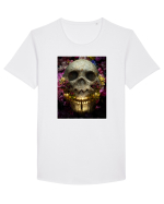 flower skull Tricou mânecă scurtă guler larg Bărbat Skater