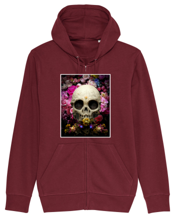 skull flowers Burgundy