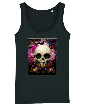 skull flowers Black