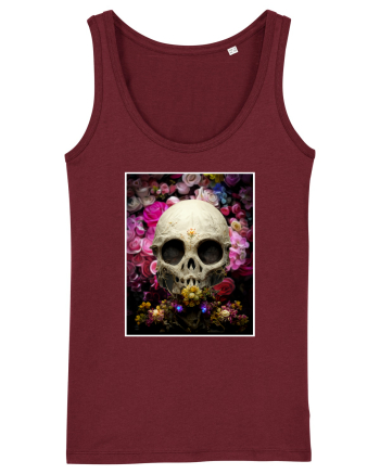 skull flowers Burgundy