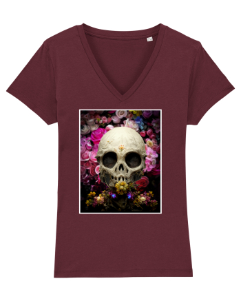 skull flowers Burgundy