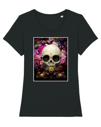 skull flowers Black