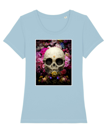 skull flowers Sky Blue