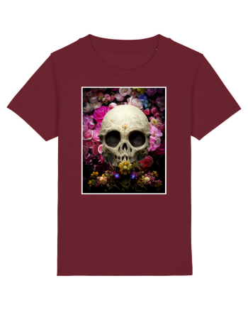 skull flowers Burgundy