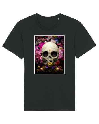 skull flowers Black