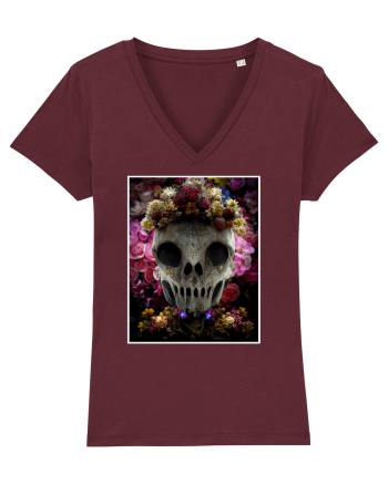 flower skull Burgundy