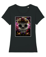 flower skull Tricou mânecă scurtă guler larg fitted Damă Expresser
