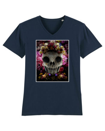 flower skull French Navy