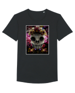 flower skull Tricou mânecă scurtă guler larg Bărbat Skater