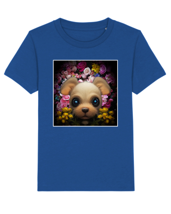 dog in flowers Majorelle Blue