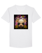 dog in flowers Tricou mânecă scurtă guler larg Bărbat Skater