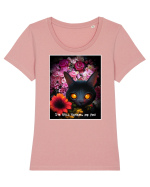 pisica neagra Tricou mânecă scurtă guler larg fitted Damă Expresser