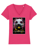 dog in garden Tricou mânecă scurtă guler V Damă Evoker