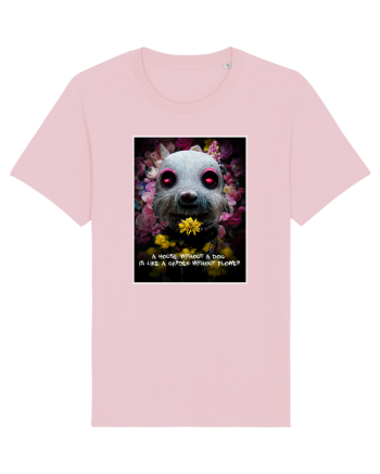 dog in garden Cotton Pink