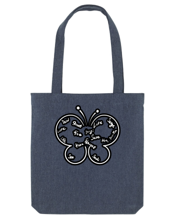 Butterfly with words Midnight Blue