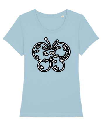 Butterfly with words Sky Blue