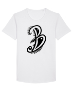 B letter Tricou mânecă scurtă guler larg Bărbat Skater