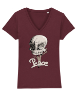 Peace skull head Tricou mânecă scurtă guler V Damă Evoker