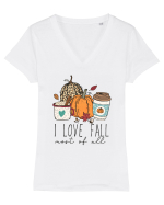 I Love Fall Tricou mânecă scurtă guler V Damă Evoker