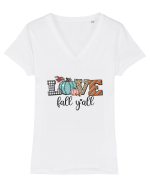 Love Fall Y'all Tricou mânecă scurtă guler V Damă Evoker