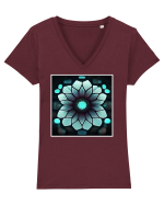 geometric flower Tricou mânecă scurtă guler V Damă Evoker